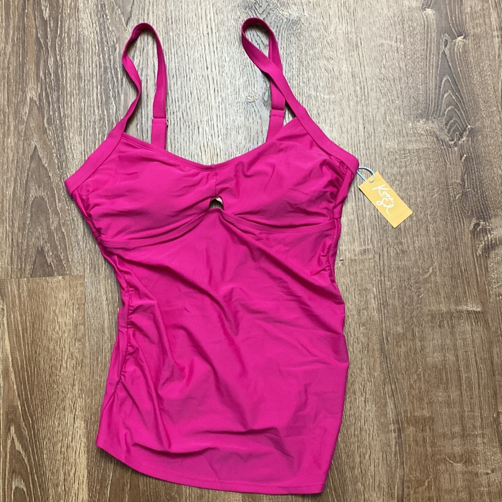 Kona Sol Hot Pink Cut Out Tankini Top Large/XL NEW - Picture 2 of 6